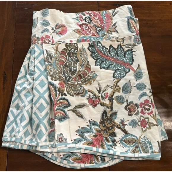Waverly Valances 58 X 19in Brompton-Multi Rebecca Cotton Blue Floral PAIR - Picture 1 of 13